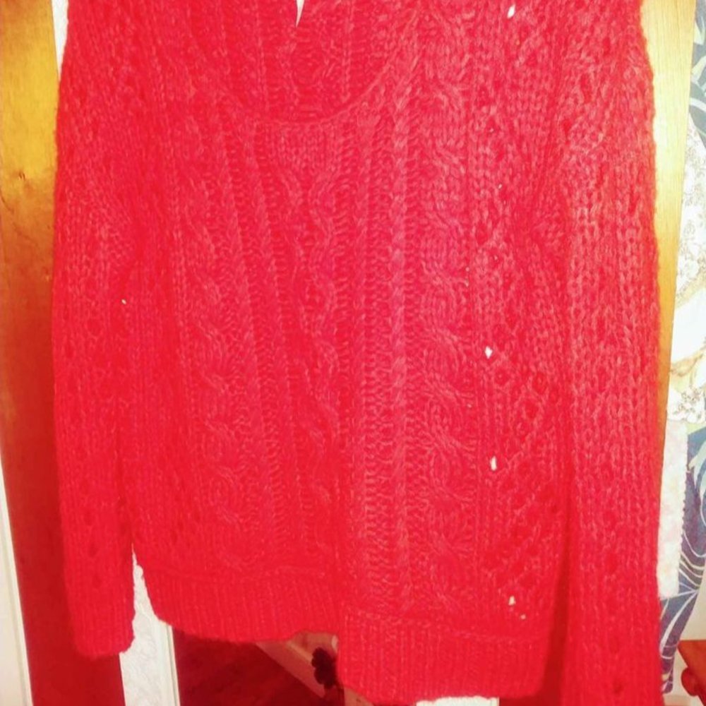 Free People Red Cable Knit Sweater~L~